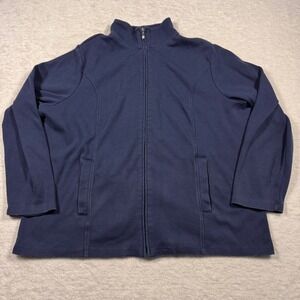 Hasting & Smith Women's Navy Blue Full Zip‎ Mock Neck Jacket Plus Size 2X